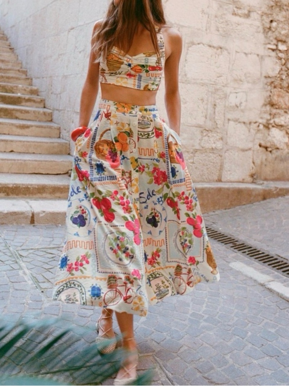 Zara Printed Cape Two-Piece Skirt Set - Picture 2 of 13